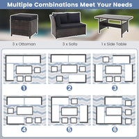 Tangkula 7 Pieces Wicker Patio Furniture Set for Backyard Garden Poolside