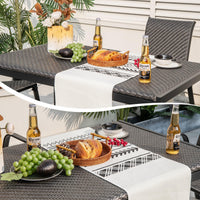 Table à manger rectangulaire en osier Tangkula pour 6 personnes, plateau en rotin de 48 pouces et cadre en métal robuste (marron mélangé)