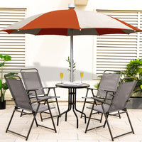 Tangkula Patio Folding Dining Chairs Set of 2, Space-Saving Outdoor Sling Chairs with Armrest & Backrest