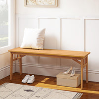 Tangkula 48” Long Patio Dining Bench with Slatted Seat