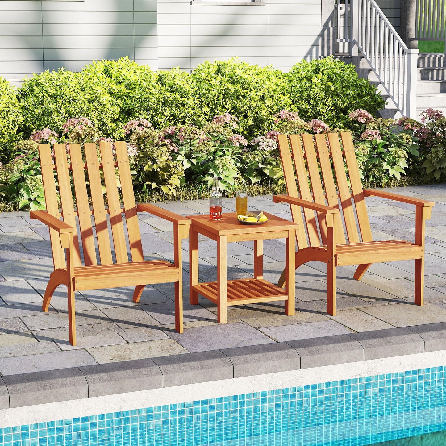 Tangkula Outdoor Adirondack Chair Solid Acacia Wood Fire Pit Chair (1/2/4)