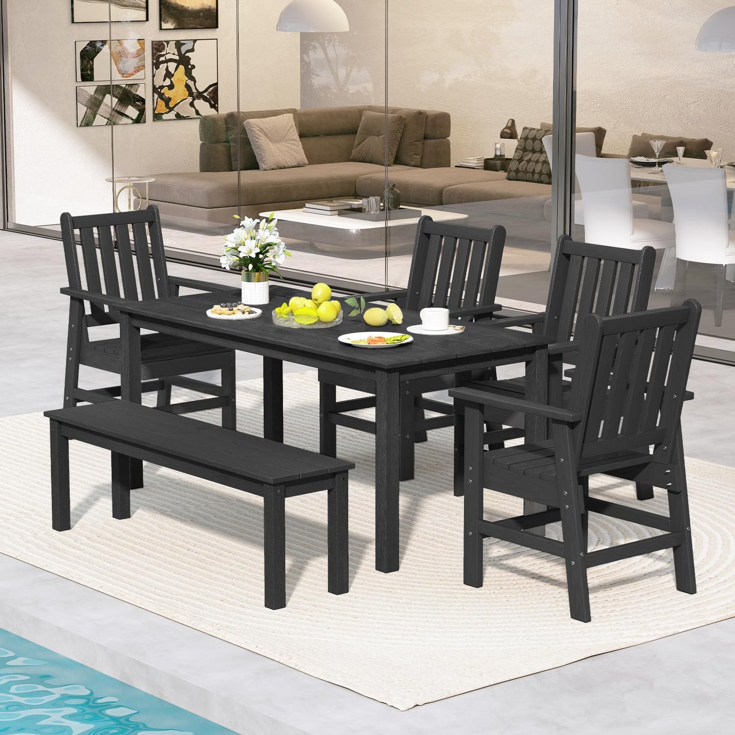 Tangkula HDPE Patio Dining Chairs Set of 2/4 with Wide Armrests
