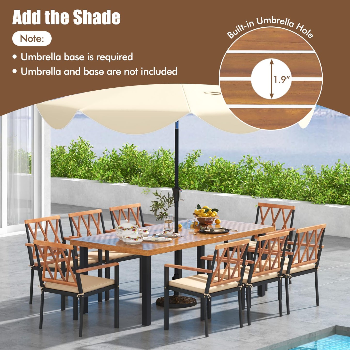 Tangkula 9 Pieces Patio Dining Set（Natural and Black）