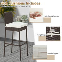 Tangkula Set of 2 Patio Wicker Barstools, Outdoor Bar Height Chair