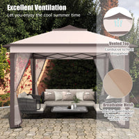 Tangkula 11x11 Ft Pop up Gazebo, 2-Tier Patio Gazebo with Netting, Carry Bag