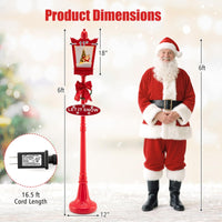 Tangkula 8 Ft Musical Christmas Street Light with Snow & Santa Scene