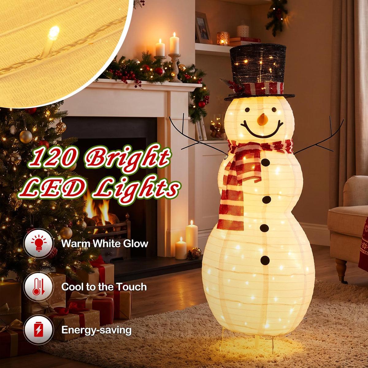 Tangkula 4.2 FT Outdoor Lighted Christmas Snowman