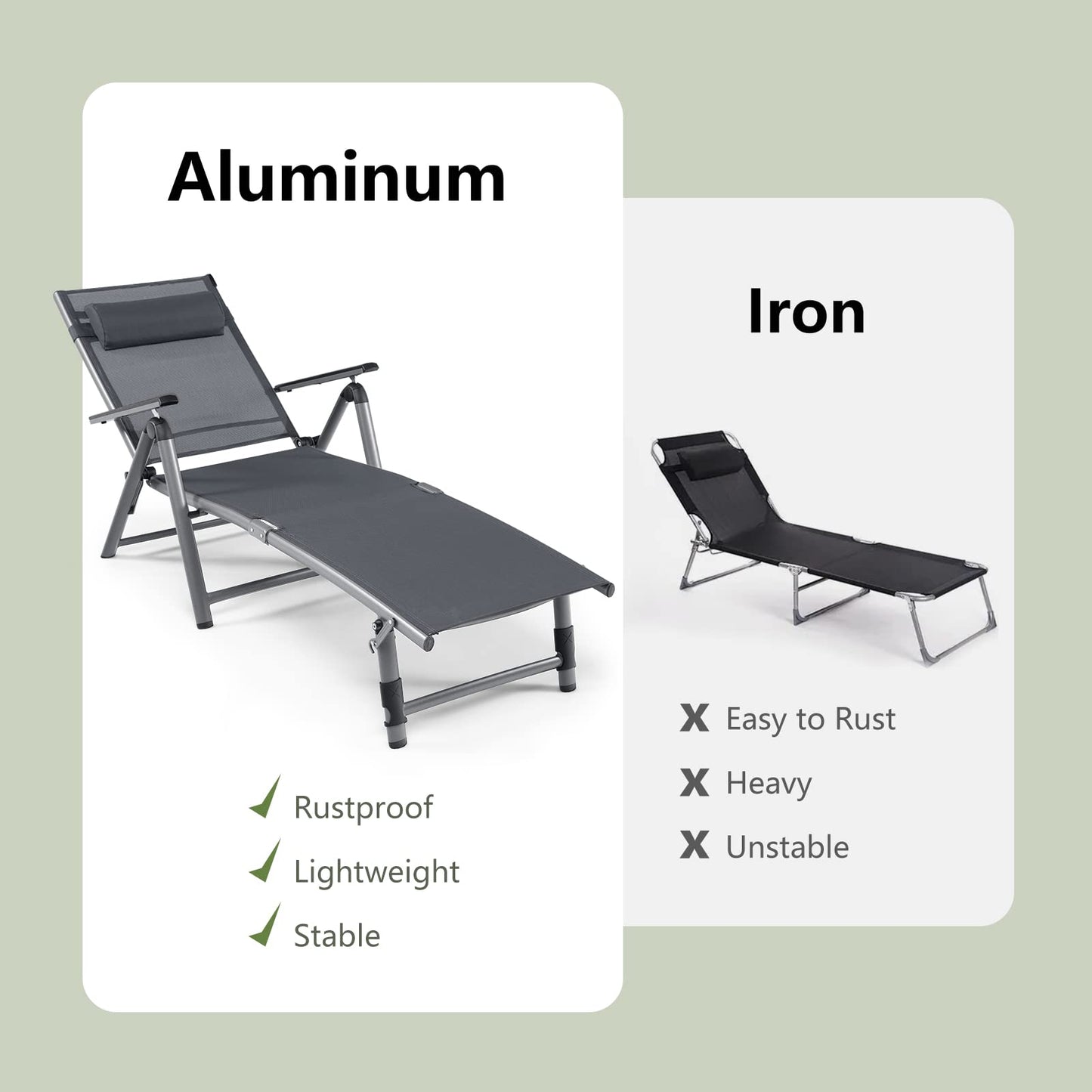 Tangkula Outdoor Aluminum Chaise Lounge Chair