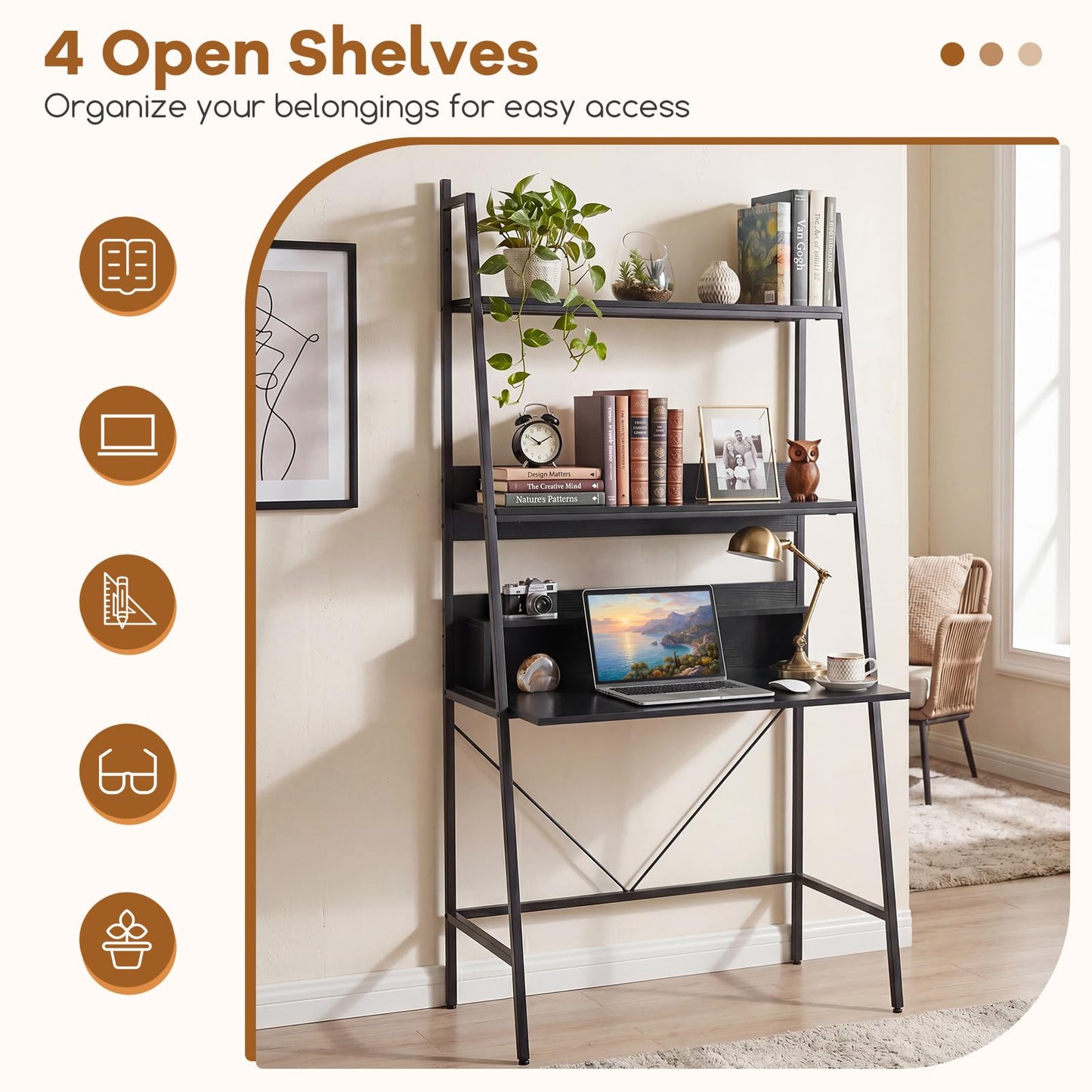 Tangkula 3-Tier Ladder Computer Desk for Home Office
