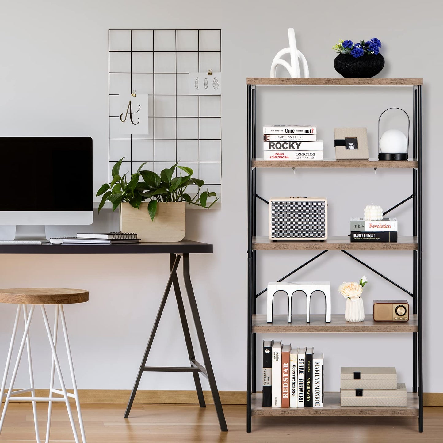 Tangkula 5 Tier Bookcase for Living Room