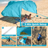 Tangkula 8 Person Wind Powered Beach Tent | 100 Sq.ft UPF50+ Lightweight Beach Sun Shelter