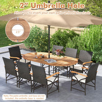 Tangkula 9 Pieces Patio Rattan Dining Set for Garden