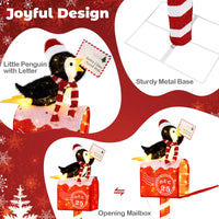 Tangkula 4,8 FT Pingouin Lumineux de Noël sur Boîte aux Lettres