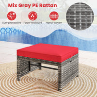 Tangkula 2 Pieces Patio PE Rattan Ottomans
