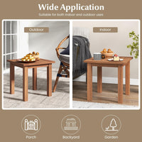 Tangkula Square Outdoor Side Table w/Slatted Tabletop
