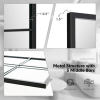 Tangkula Window Mirror 3-Layered Windowpane Mirror with Metal Frame