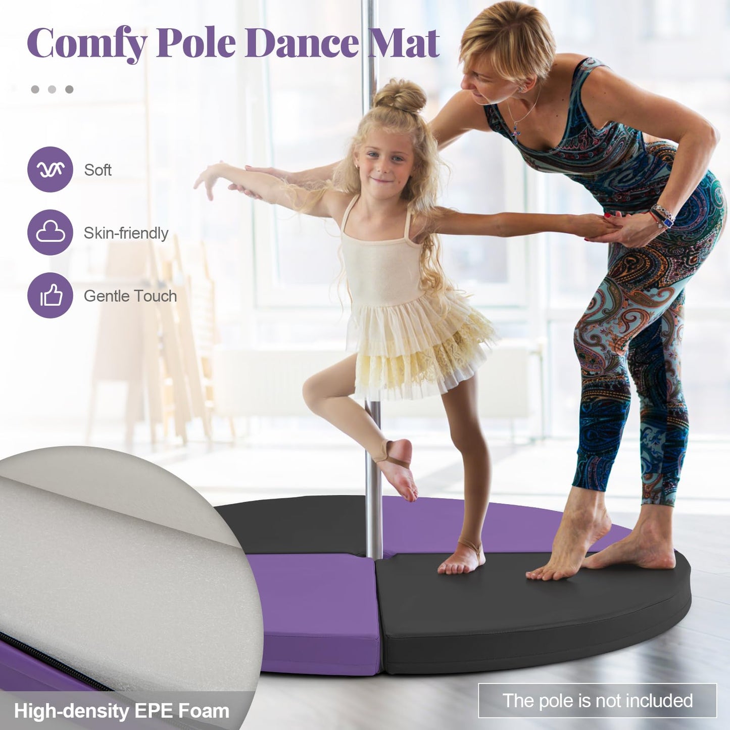 Tangkula Pole Dance Mat with EPE Foam Padding & PU Cover