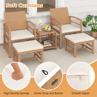 Tangkula Ensemble de 5 meubles de conversation en osier pour jardin