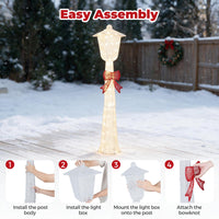 Tangkula 5 FT Lighted Christmas Lamp Post with Bowknot Decorations