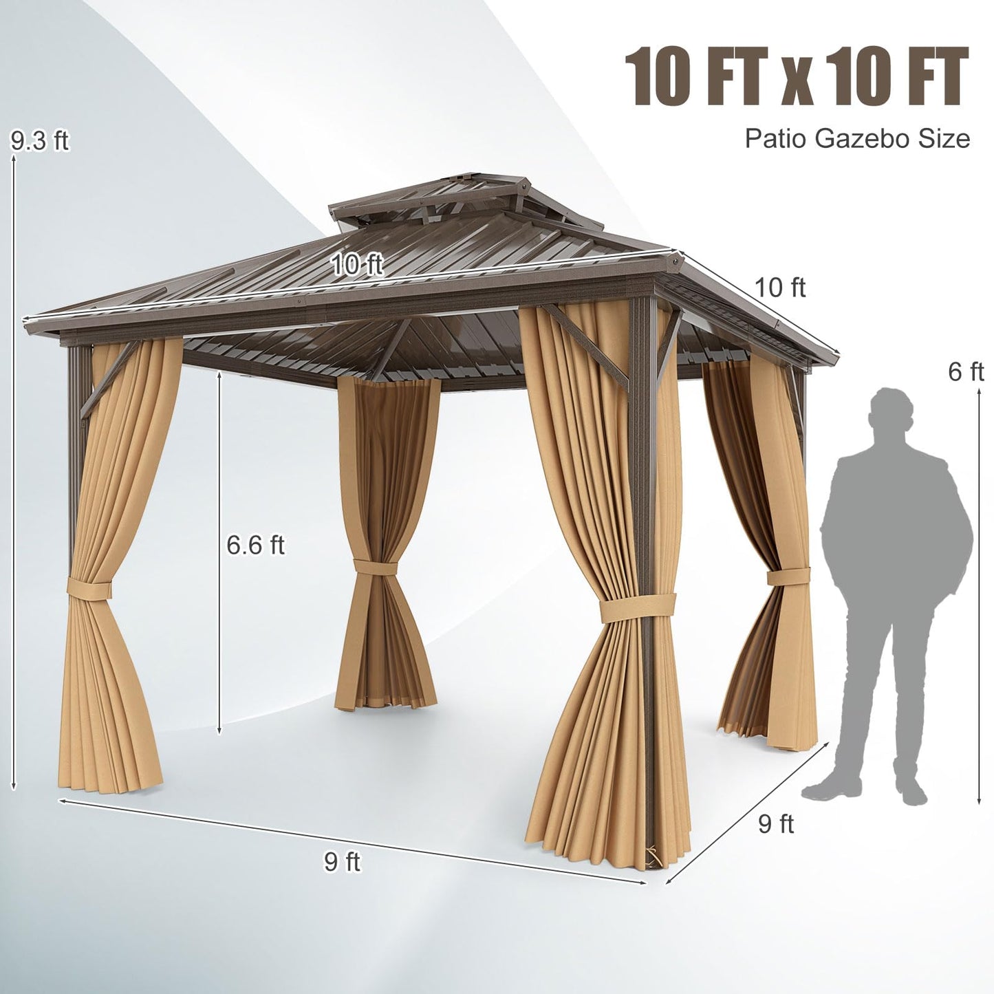 Tangkula 10 X 10 FT Hardtop Gazebo with Netting