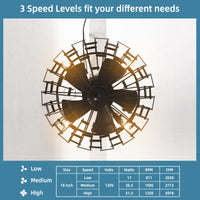 Tangkula Caged Ceiling Fan with Light, Enclosed Ceiling Fan with 5 Blades, 3 Wind Speed, Remote Control, 4 x E12 Base (No Bulb)