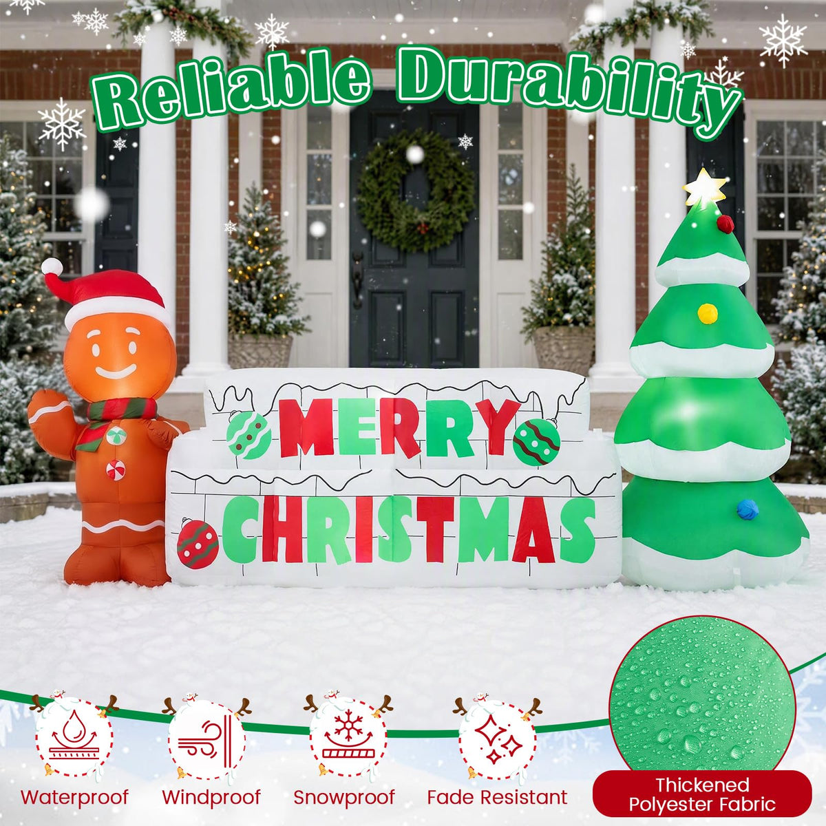 Tangkula 9.5 FT Lighted Inflatable Merry Christmas Sign Outdoor Decoration