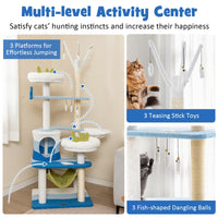 Tangkula Ocean-Themed Cat Tree, Multi-Level Cat Tower with Sisal Scratching Posts, 65"
