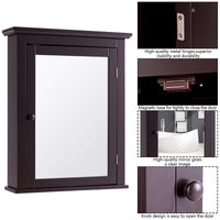 Tangkula Bathroom Cabinet with Mirror, Mirrored Wall-Mounted Storage Medicine Cabinet