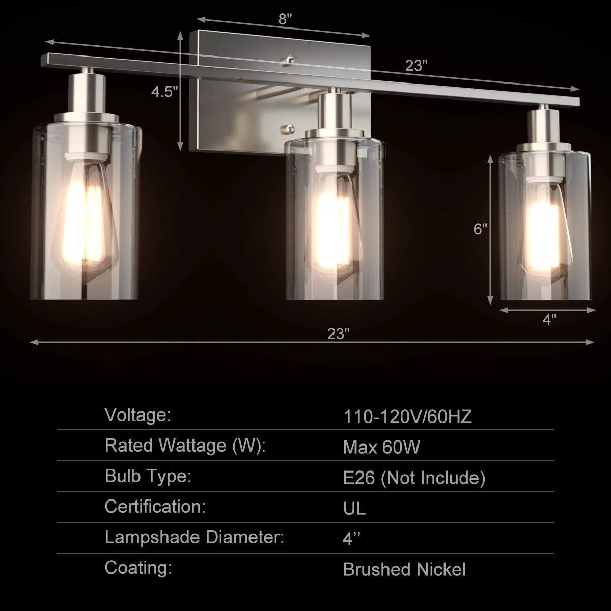 Tangkula 3, 4 Light Wall Lamp, Modern Glass Wall Sconces