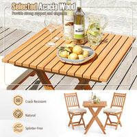 Tangkula Acacia Wood Patio Bistro Set of 3 for Backyard