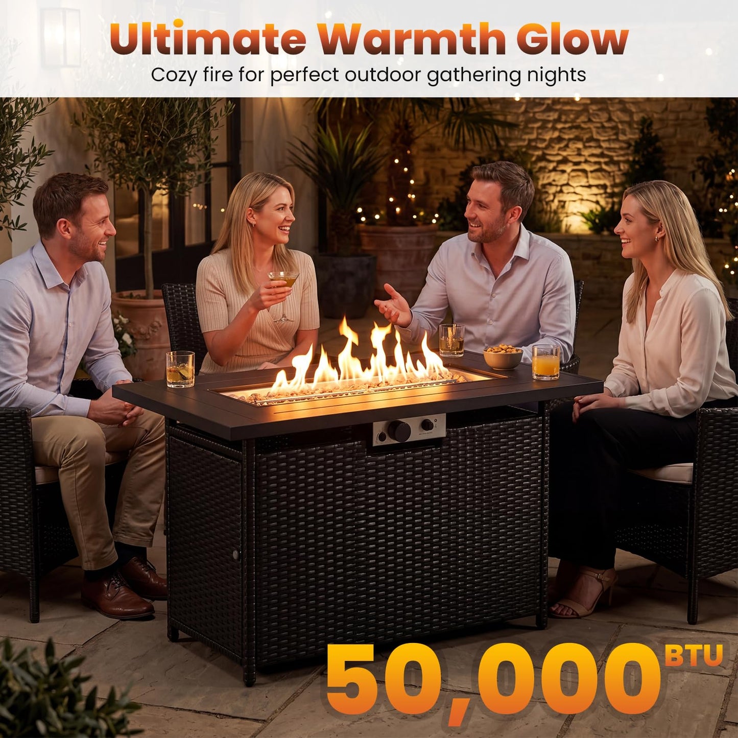 Tangkula 42 Inch Propane Fire Pit Table