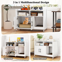 Meuble Cache-Litière Tangkula avec 2 Compartiments de Rangement pour Chatons d'Intérieur