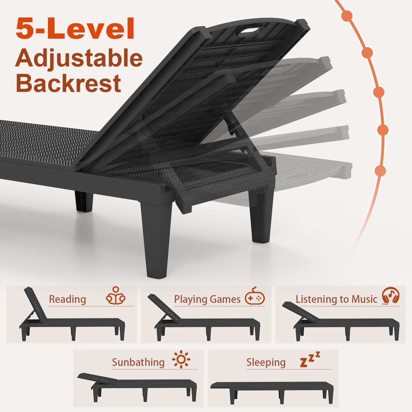 Tangkula Chaise Longue d'extérieur, Lot de 2 pour Piscine