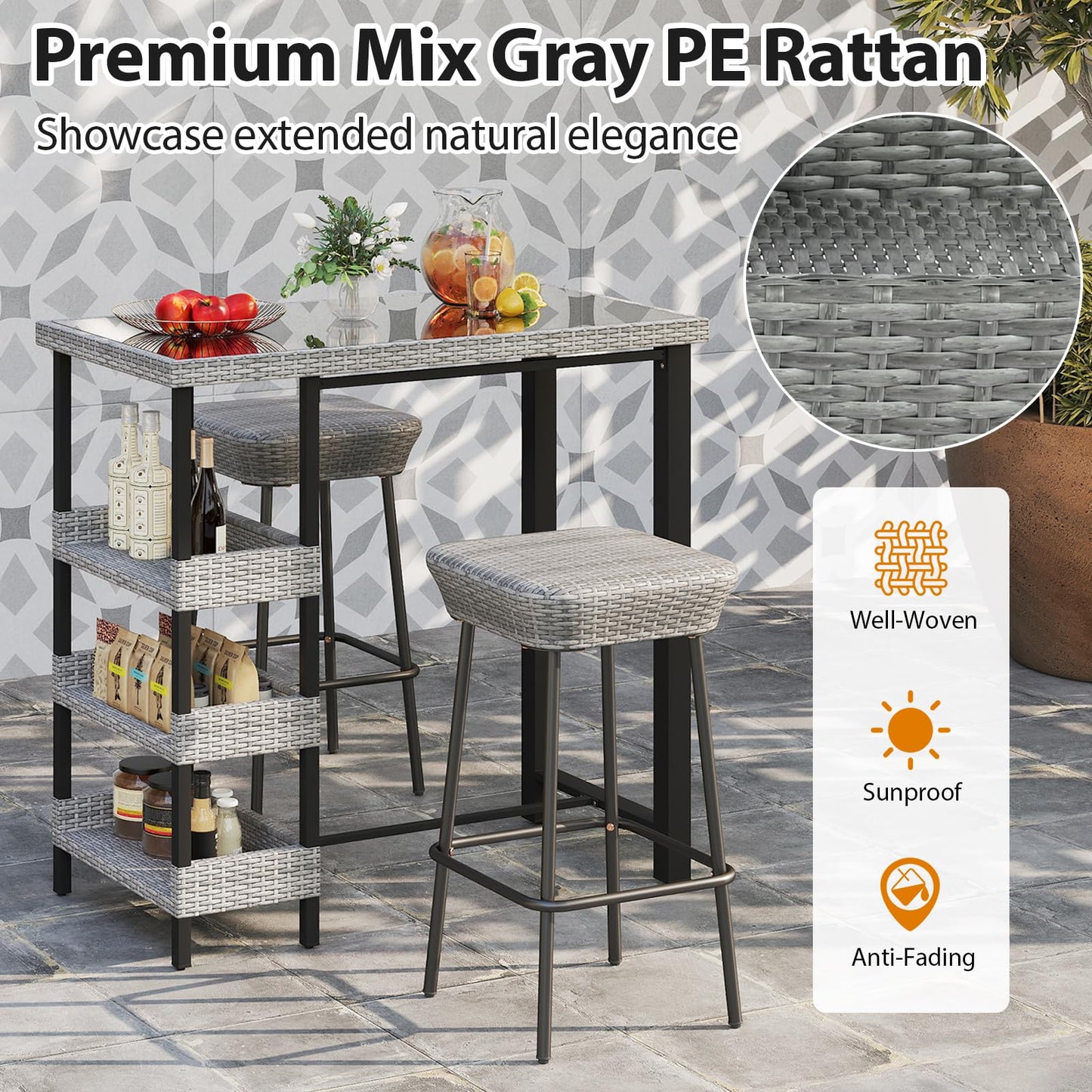 Tangkula 43.5” Outdoor Bar Table