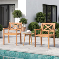 Tangkula Acacia Wood Patio Dining Chairs Set of 2/4