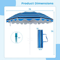 Tangkula 6.5 FT Scalloped Beach Umbrella with Cup Holders