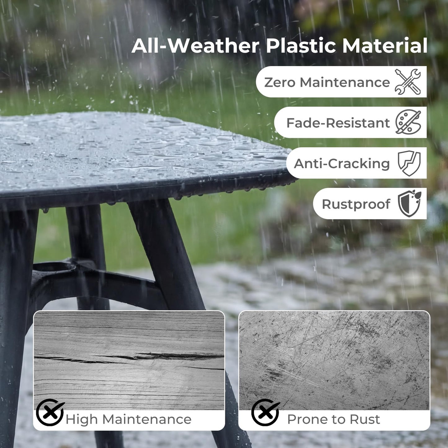 Tangkula 28" Square Outdoor Dining Table for Garden