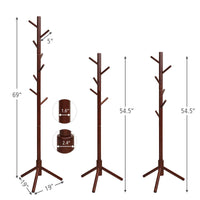 Tangkula Coat Rack Freestanding, Rubber Wood Coat Stand with 8 Hooks