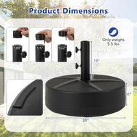Tangkula Patio Umbrella Base 88LBS Capacity Water & Sand Fillable Market Table Umbrella Stand