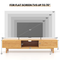 Tangkula Bamboo TV Stand for 65” 70” TVs