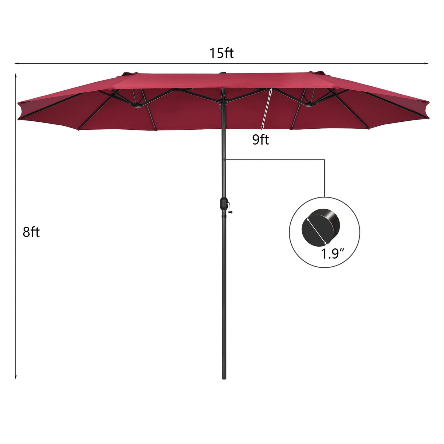 Tangkula 15Ft Double-Sided Patio Umbrella