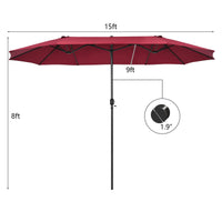 Tangkula 15Ft Double-Sided Patio Umbrella