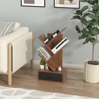 Tangkula 5 Tier Tree Bookshelf with Drawer, Rustic 5 Shelf Space Saving Corner Bookcase
