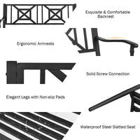 Heavy Duty Loveseat Bench for 2-3 People, Deck Bench Chair