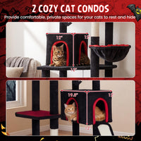 Tangkula 75" Tall Halloween Cat Tower with Sisal Scratching Posts & Ramp