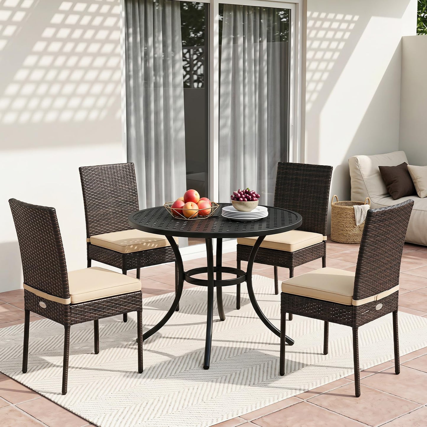 Tangkula Wicker Patio Chairs Set of 4