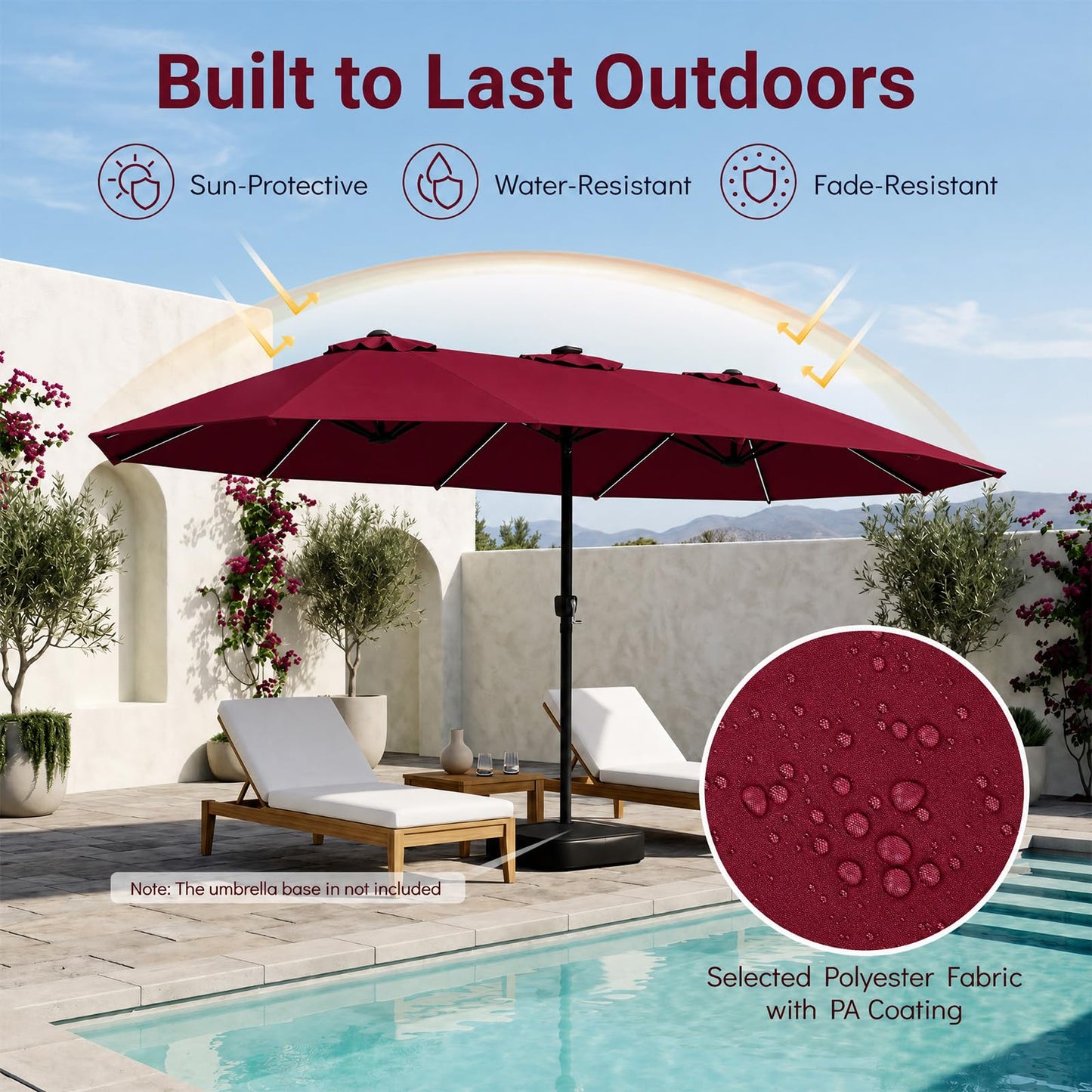 Tangkula Patio Umbrella with Solar Lights | Multi-Colored LED Lights