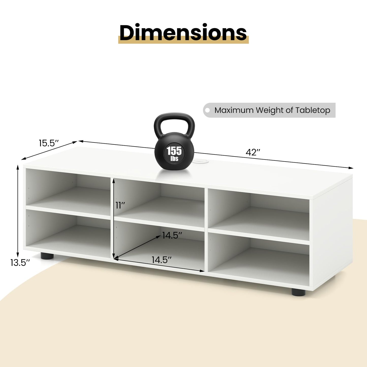 Tangkula White TV Stand for TVs up to 50” for Living Room