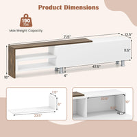 Tangkula White TV Stand with 2 Wall Shelves for Living Room