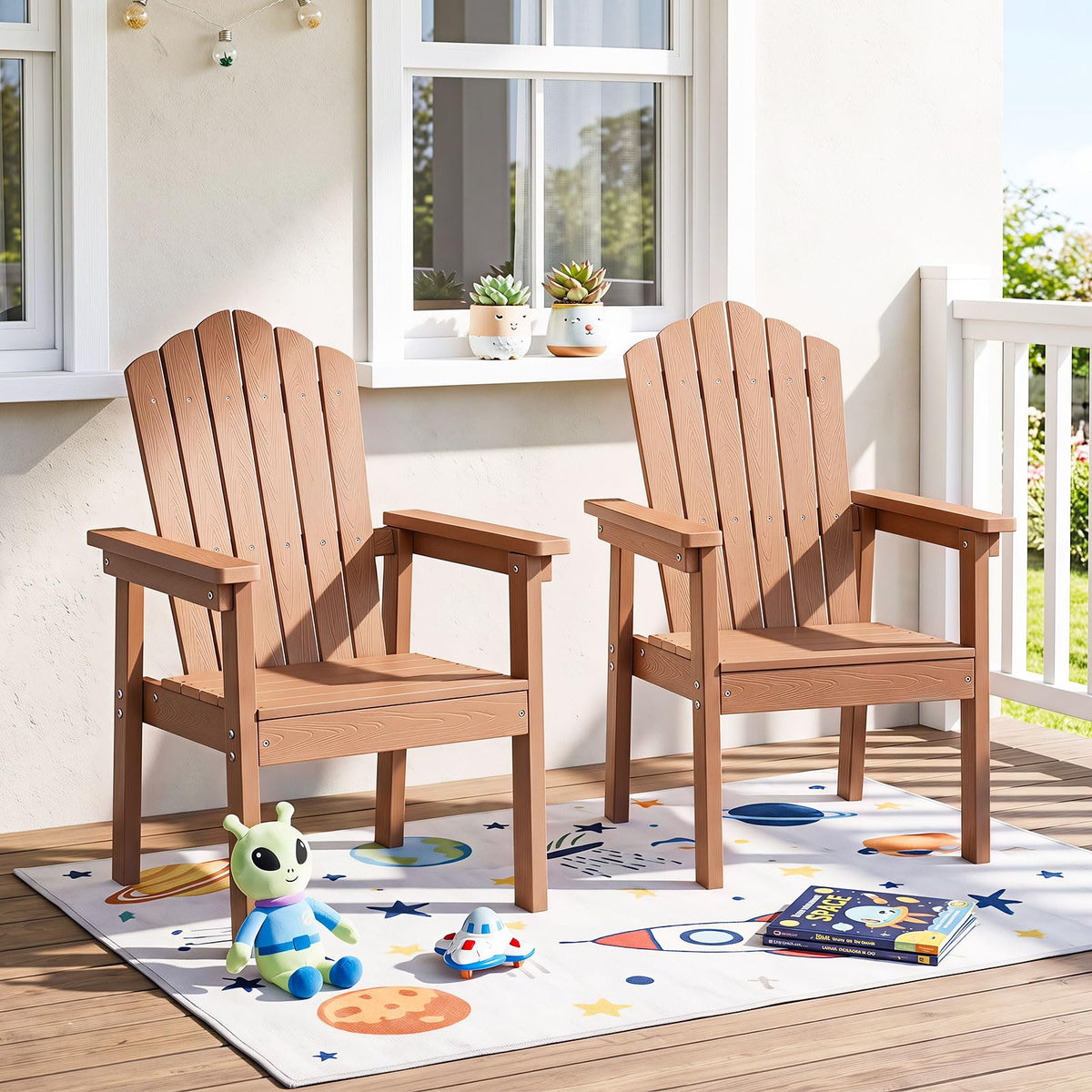 Chaise Adirondack d'extérieur Tangkula avec dossier haut et accoudoirs larges pour terrasse ou piscine